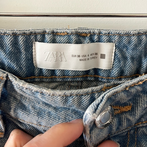 Zara Wide Leg Contrast Panel Jeans - Size 4 - Picture 8 of 10